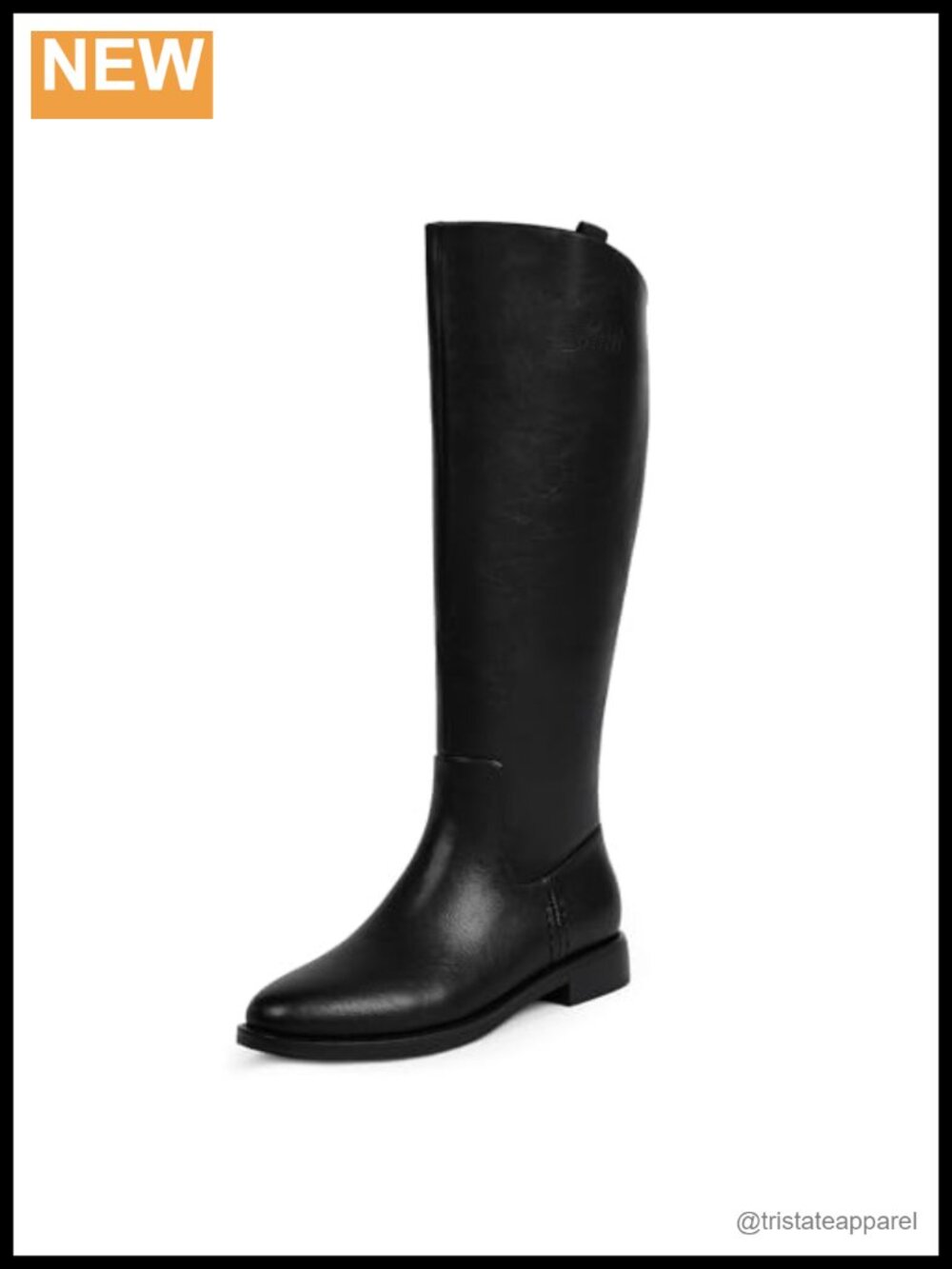 Faux Leather Knee-High Riding Boots for Women Round Toe Flat Retro Chunky Heel